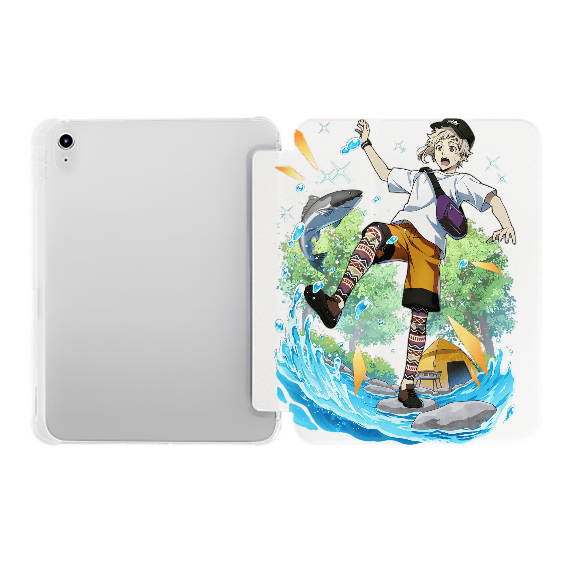 （画像用） 文豪ストレイドッグス Bungo Stray Dogs IPad ケース ペン収納付き 三つ折りスタンド PUレザー×シリコン 対応機種9.5/10.5/10.9インチ